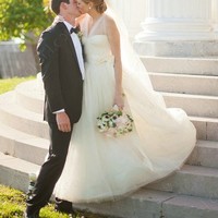 Romantic Tulle Wedding Dress,V-neckline Tulle Straps Bridal Dress,Sexy Wedding Gown - Thumbnail 2