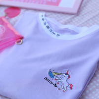 Unicorn Embroidery Tee - Thumbnail 3