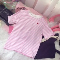 Heart Strips Pink T-shirt - Thumbnail 3