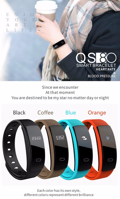 QS80 Smart Bracelet Blood Pressure Heart Rate Monitor