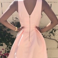 Fashion Rose Homecoming Dress,Short Prom Dress,Sexy V-neck Graduation Dress - Thumbnail 1