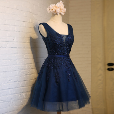 Dark navy homecoming dresses,pretty party dress,charming homecoming dress,graduation dress,homecoming dress,short prom dress d42 - Thumbnail 5