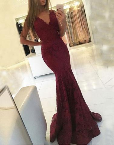 2023 cheap mermaid v neck long prom evening dress, BD15809