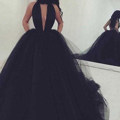 New arrival black halter backless prom dresses with keyhole for women - Thumbnail 5