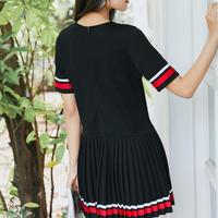 Stripe College Style Pleated Dress - Thumbnail 3