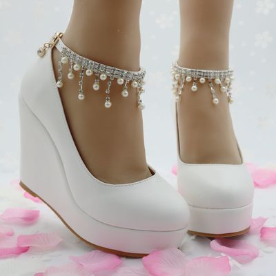 white wedges pumps high heels platform wedges shoes tassel wedges heels