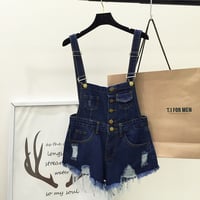 Colorful Korean ripped overalls - Thumbnail 2