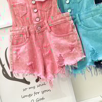 Colorful Korean ripped overalls - Thumbnail 4
