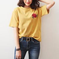 Rose Embroidered T-shirt - Thumbnail 3