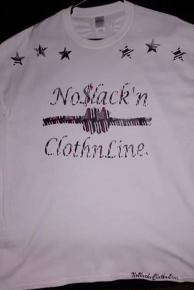 No$lack'nClothnLine. (White&AmericanFlagPrint ) T-shirt.