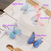 Crystal 3D Silk Yarn Butterfly Choker - Thumbnail 4