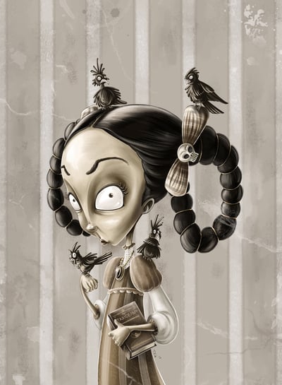 Little Miss Snarlette McMorbidly 5x7 #A2