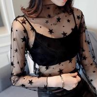 Star Black Mesh Long Sleeve Top - Thumbnail 1