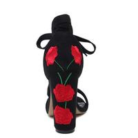 *Free Ship* Rose Embroidered High Heel Sandals - Thumbnail 4