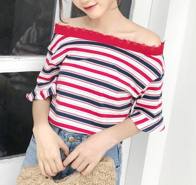 Off Shoulder Striped Shirt