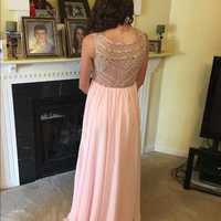 Elegant Long Chiffon Pink Prom Dresses Evening Dresses for Women - Thumbnail 1