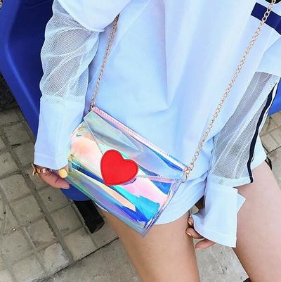 Heart Holographic Transparent Shoulder Bag