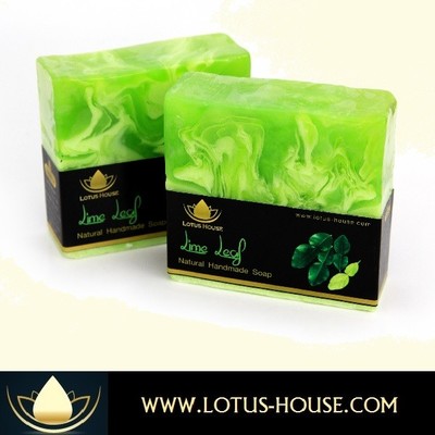 lotus house lime leaf natural handmade soap (300g) / 3 bars - Thumbnail 4