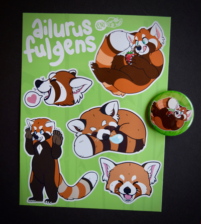 Red Panda Bundle (Stickers+Button)