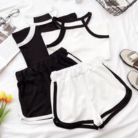 Halter Tank Top + Shorts Set (Black / White) - Thumbnail 2