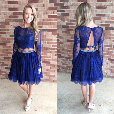 Two pieces pretty homecoming dresses,pretty party dress,charming homecoming dress,graduation dress,homecoming dress,short prom dress d55 - Thumbnail 4