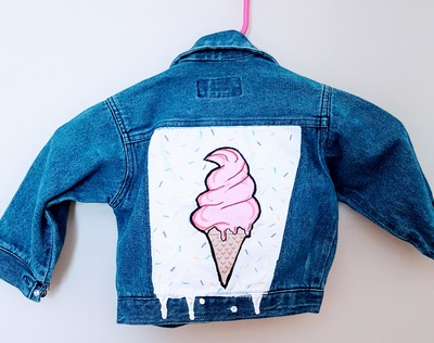 Ice Cream Hand Painted Denim Jacket