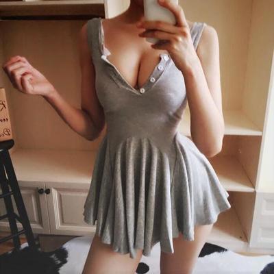 Grey/black V collar dress