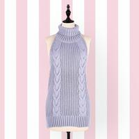 Sexy Turtleneck Knitted Backless Top - Thumbnail 1