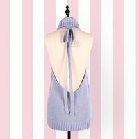 Sexy Turtleneck Knitted Backless Top - Thumbnail 2
