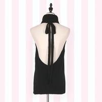 Sexy Turtleneck Knitted Backless Top - Thumbnail 4