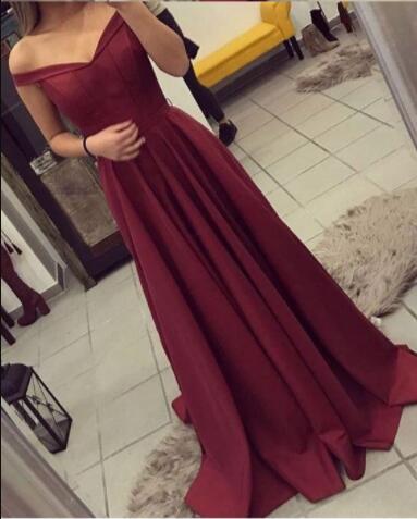 Charming Off Shoulder Burgundy Prom Dress,Graduation Dresses,Long Prom Dress, Formal Dress For Teens