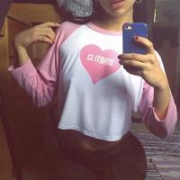 Heart Letter Printed Crop Top - Thumbnail 1