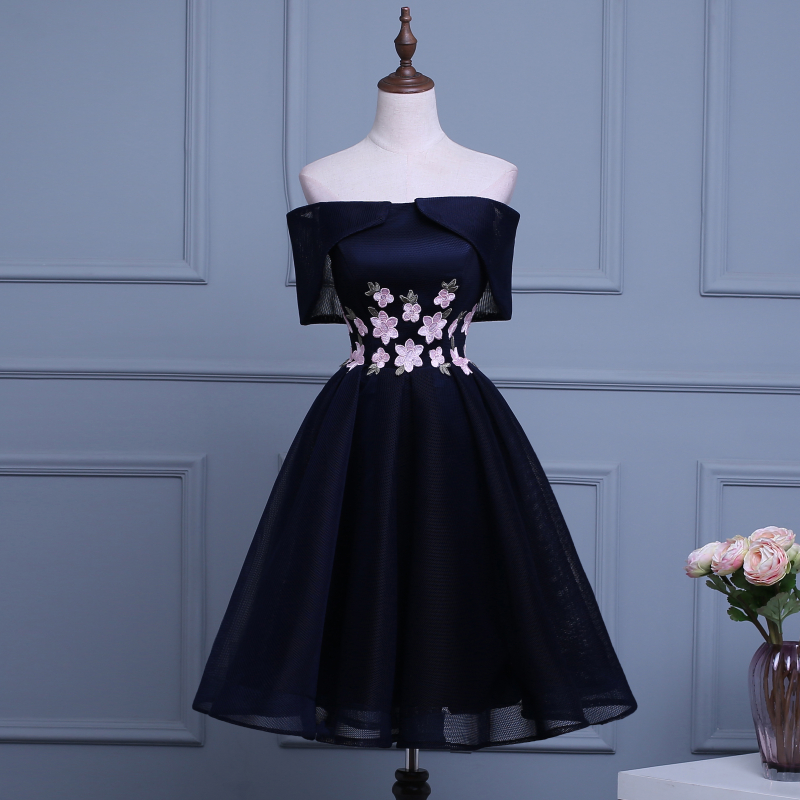 Stylish A line off shoulder short prom dress, homecoming dress