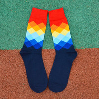 5 Pairs Multicolor Diamond Socks - Thumbnail 2