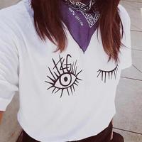 Eyelash Printed White T-shirt - Thumbnail 2