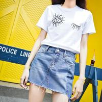 Eyelash Printed White T-shirt - Thumbnail 3