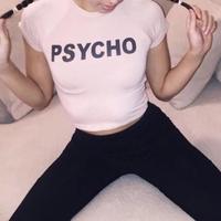 PSYCHO Printed Crop Top - Thumbnail 2