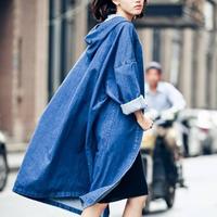 Oversize Hoodie Denim Jacket - Thumbnail 1