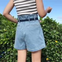 High Waist Pockets Jean Shorts - Thumbnail 2