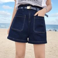 High Waist Pockets Jean Shorts - Thumbnail 3