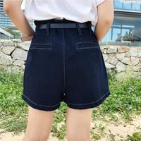 High Waist Pockets Jean Shorts - Thumbnail 4