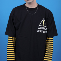 CAUTION VERY HOT TEE ( BLACK / WHITE ) - Thumbnail 1