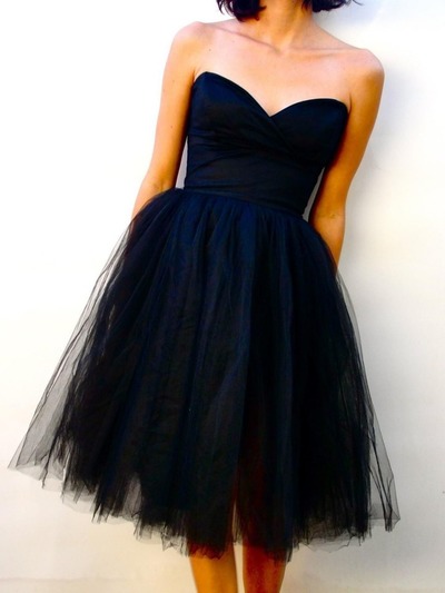 Sweetheart Neck Black Short Tulle Prom Dresses Women Dresses