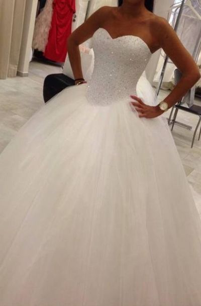 Ball Gown Tulle Wedding Dresses Dresses Sweetheart Neck Beaded Women Party Dresses