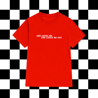 Free Shipping-SHE LOVES ME SHE LOVES ME NOT TEE IN RED