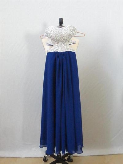 Sweetheart Neck Long Chiffon Prom Dresses Crystals Women Dresses