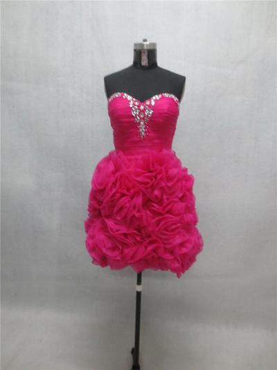 Short Red Organza Women Prom Dresses Crystals Women Dresses