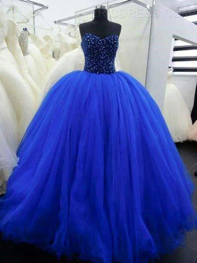 Ball Gown Tulle Prom Dresses Sweetheart neck Crystals Women Party Dresses