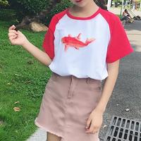 Free Ship - Fish Embroidery Tee - Thumbnail 3