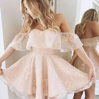 Cute tulle lace short prom dress, cute homecoming dress,mini dress - Thumbnail 3
